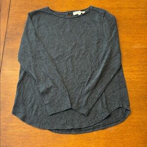 LOFT Charcoal Paisley Textured Knit Top size L